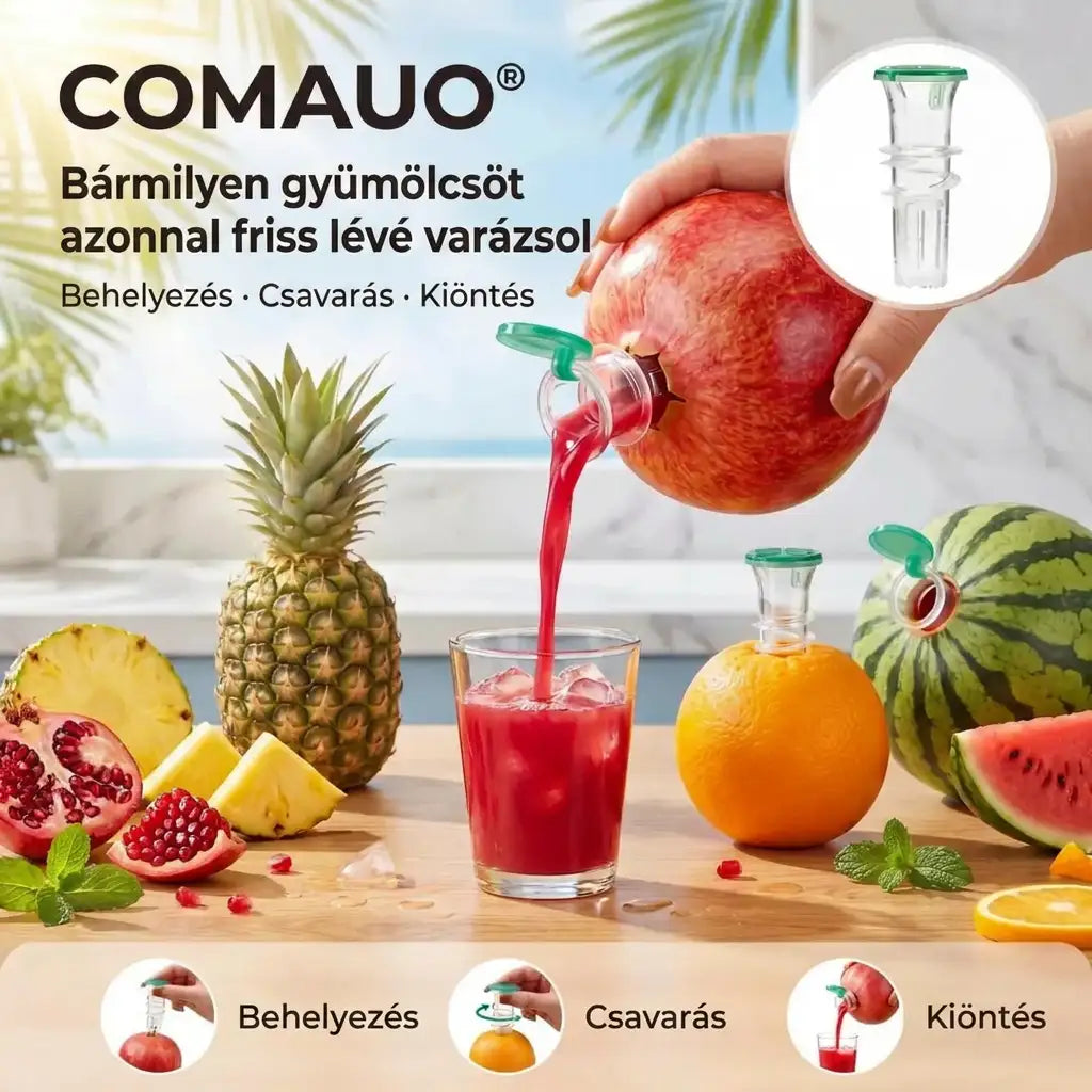 COMAUO® Prémium Csavarható Gyümölcslé Csap – Azonnali Friss Gyümölcslé Adagoló Görögdinnyéhez Narancshoz Ananászhoz és egyebekhez