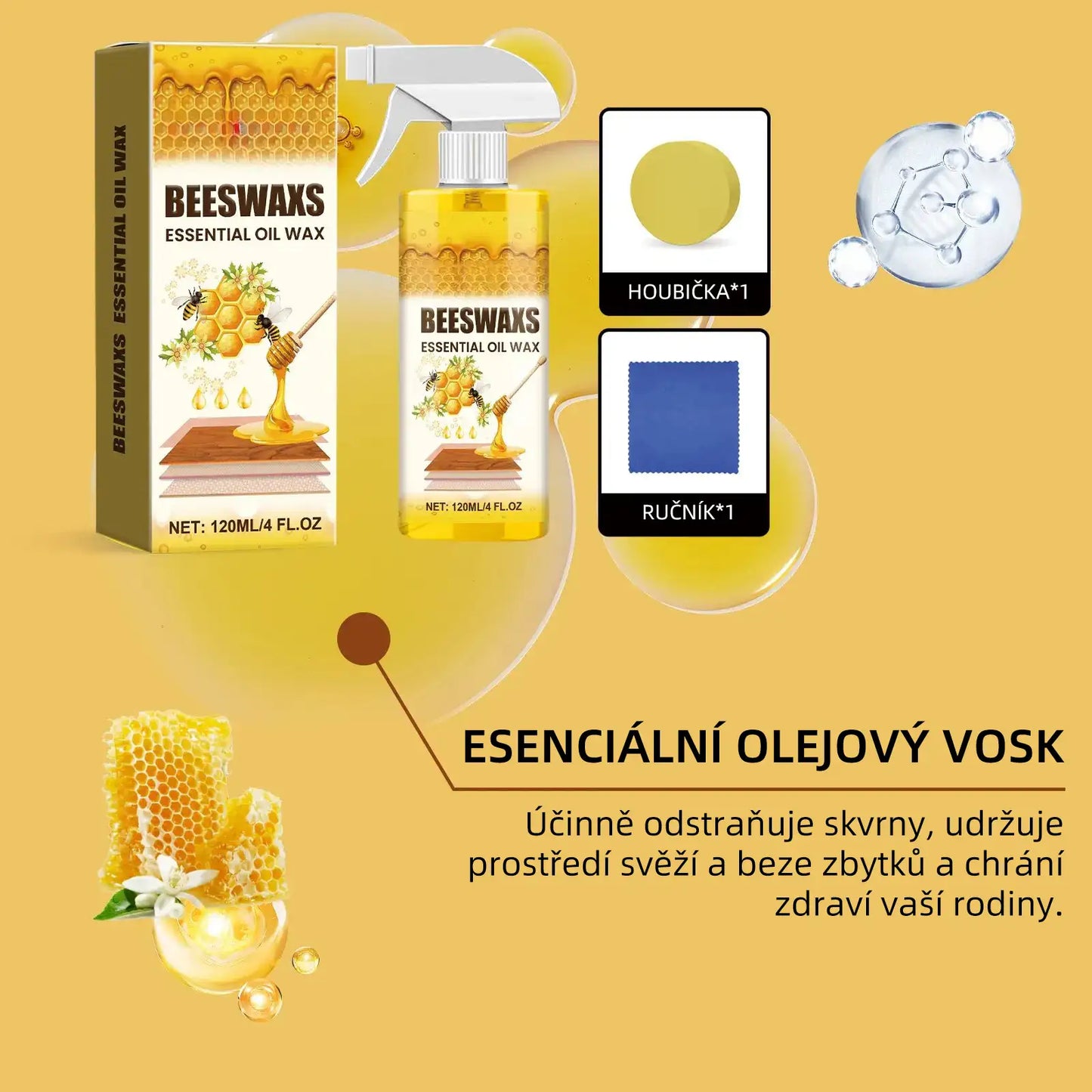 【Hivatalos otthoni ápolás】✨ WoodGlow Pro · 3 az 1-ben természetes méhviaszos faápoló · Azonnali karcjavítás és porvédő réteg minden fa felülethez — Nem zsíros növényi formula tartós fény és védelem másodpercek alatt!