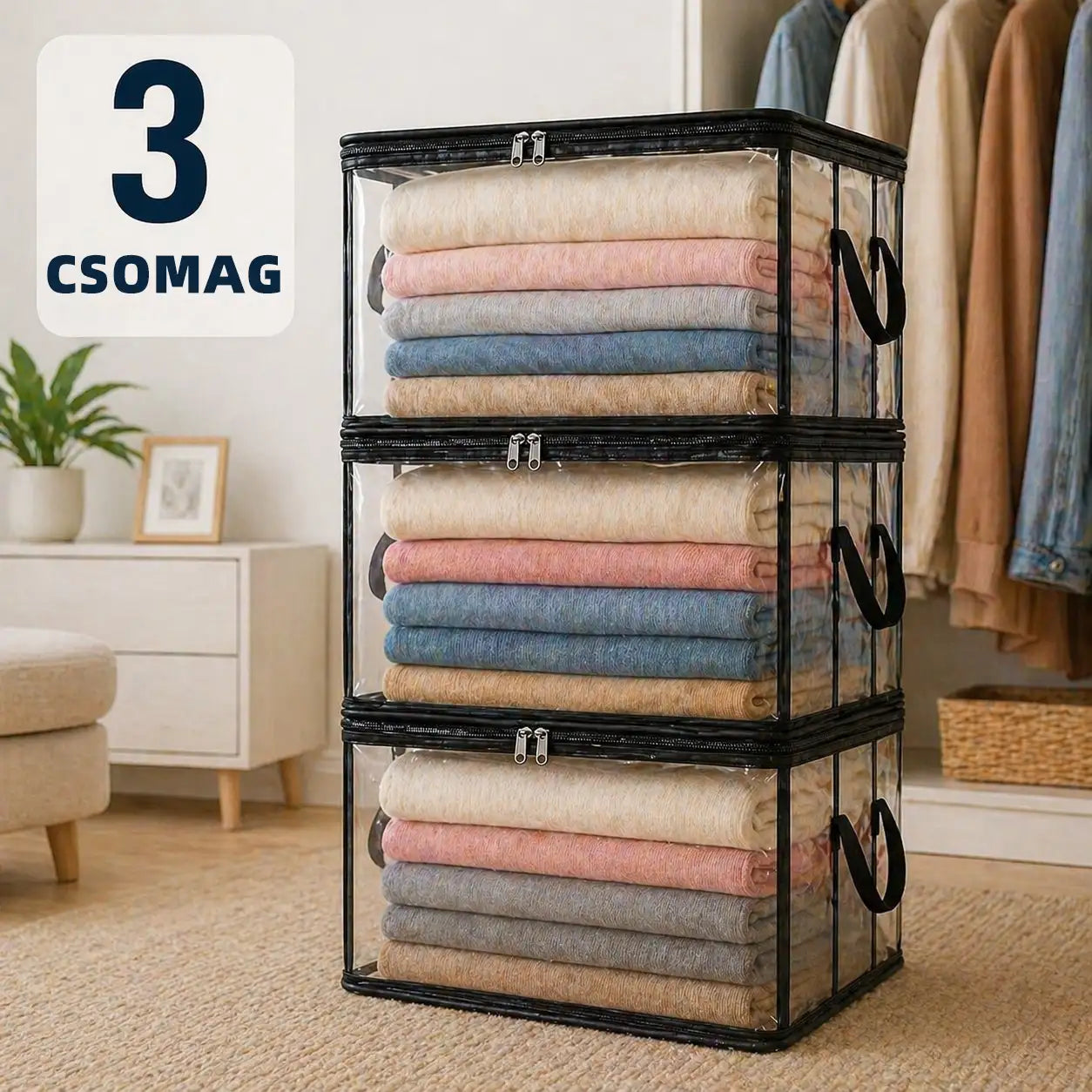 🎁💞UTOLSÓ NAP – 50% KEDVEZMÉNY ✨📦WYVCK® Nagyméretű, strapabíró, vastag falú, átlátszó műanyag tárolódobozok