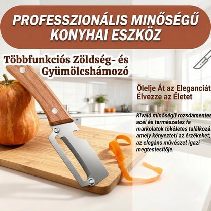Anyák napi akció 💖 2 az 1-ben rozsdamentes acél zöldséghámozó fa nyéllel és sörnyitóval
