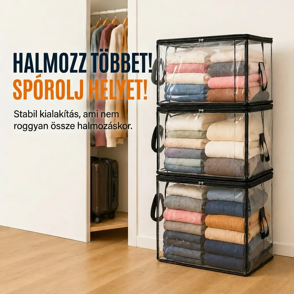 🎁💞UTOLSÓ NAP – 50% KEDVEZMÉNY ✨📦WYVCK® Nagyméretű, strapabíró, vastag falú, átlátszó műanyag tárolódobozok