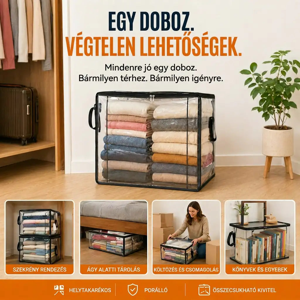 🎁💞UTOLSÓ NAP – 50% KEDVEZMÉNY ✨📦WYVCK® Nagyméretű, strapabíró, vastag falú, átlátszó műanyag tárolódobozok